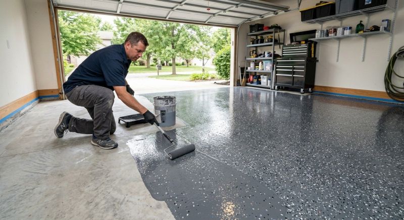 Speckled Garage Floor Painting in Fairfax, VA